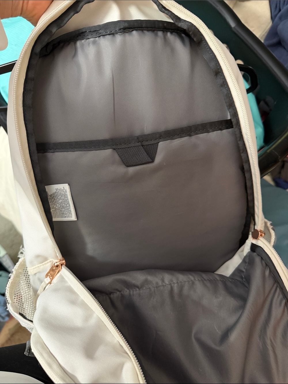 The North Face Jester Luxe Backpack in Cream with Rose Gold Accents - Picture 14 of 15